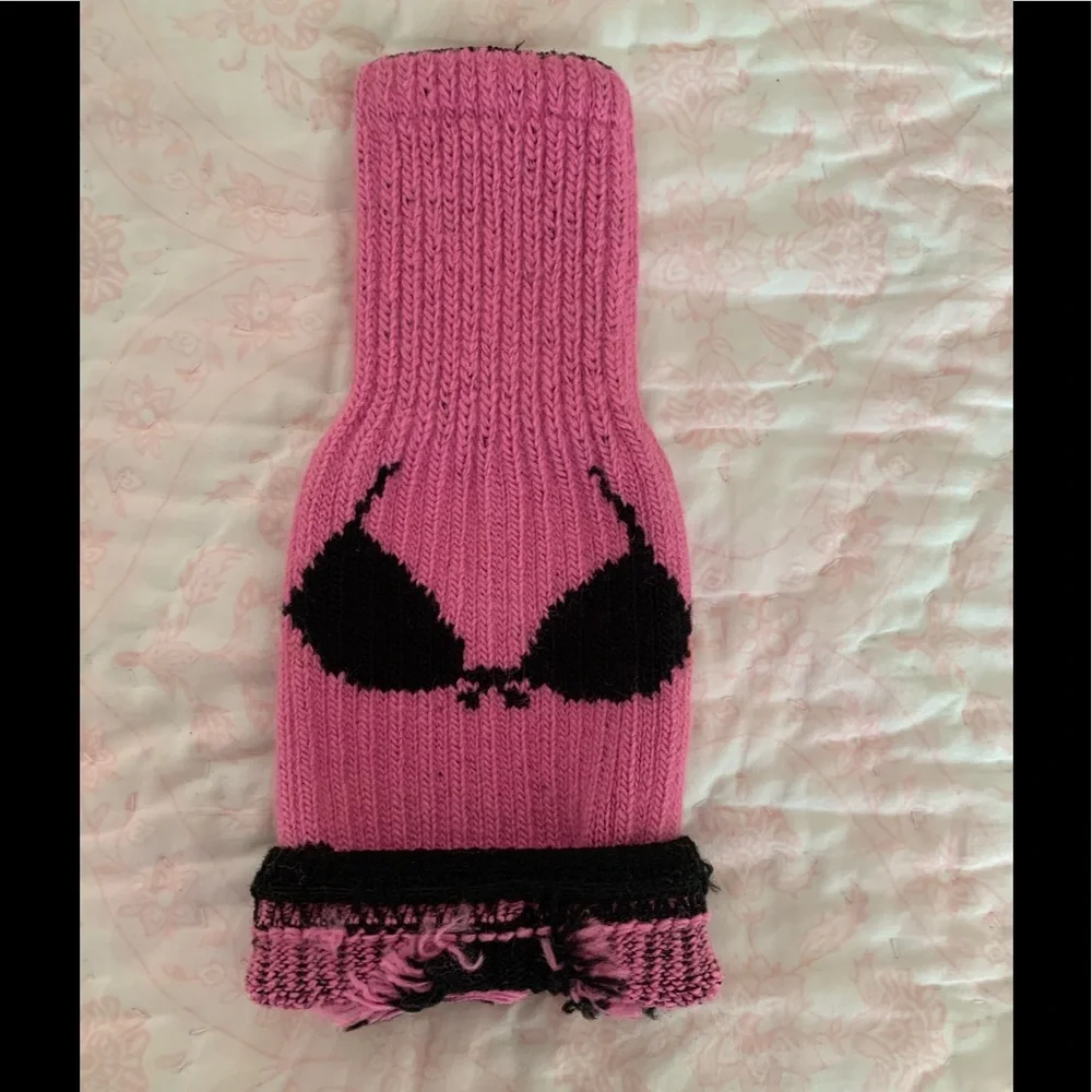 Freaker USA Bottle Koozie Pink Black Sweater Knit Stretchy Bikini